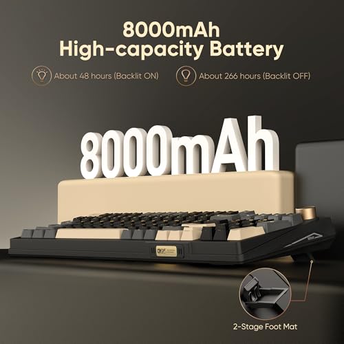 RedThunder K95 Wireless Mechanical Keyboard, TFT Screen & Knob, Tri-Mode BT5.0/2.4GHz/USB-C Hot Swappable Custom, Pre-lubed Linear Pink Switches, Gasket Structure, RGB Gaming Keyboard, Black-Gold - color: Black Gold