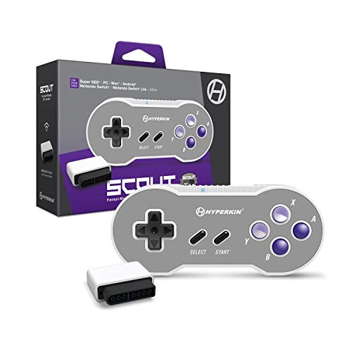 Hyperkin "Scout" Wireless Controller for SNES/PC/Mac/Android with Adapter | Bluetooth Controller with dongle for Super NES/ PC/ MAC/ Android