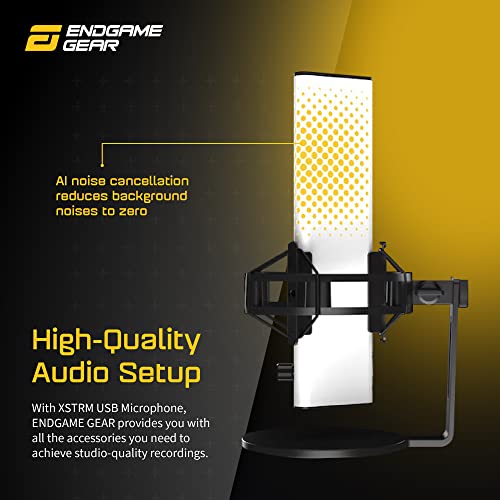ENDGAME GEAR XSTRM USB RGB Microphone for PC Gaming, Cardioid Gaming Mic, White | USB RGB condenser gaming microphone, cardioid pickup, plug and play, for PC gaming and streaming - color: White