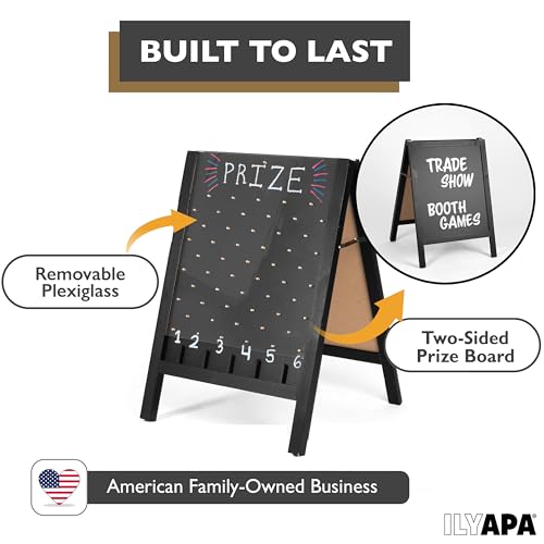 Ilyapa Prize Drop Board, 21x30 in - Penny Drop Game, Chalkboard Sign | Wooden A-Frame Chalkboard Sign, Includes 8 Coin Drop Discs & Eraser - For Trade Shows & Events - color: Black, size: 21x30