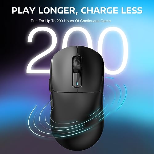 ATTACK SHARK X3 Wireless Gaming Mouse, 49g Ergonomic Computer Mouse, Triple Modes PAW3395 26K DPI Optical Sensor, 200h Battery Life, Programmable Buttons, Gaming Accessories for PC/Laptop/Mac (Black) - color: Black