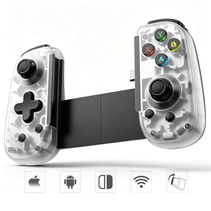Joso Mobile Game Controller with USB-C Plug & Play, Wireless & Wired Gamepad for iPhone/Android & Switch with Hall Effect Joysticks/Dual Vibration/Turbo, Supports Cloud Gaming & Streaming (White) - color: White