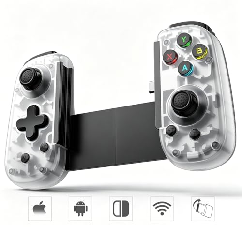 Joso Mobile Game Controller with USB-C Plug & Play, Wireless & Wired Gamepad for iPhone/Android & Switch with Hall Effect Joysticks/Dual Vibration/Turbo, Supports Cloud Gaming & Streaming (White) - color: White