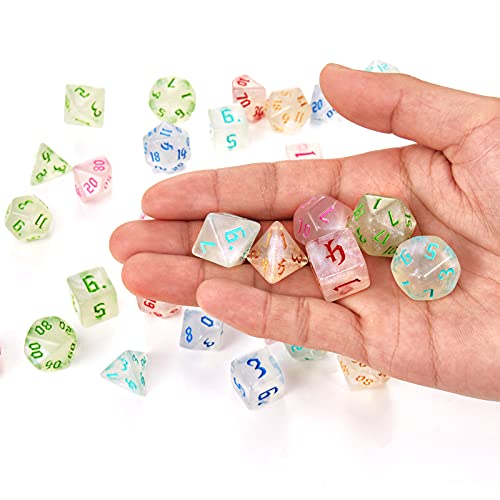 Polyhedral Dice Set, 70 Pcs DND Dice with 10 Pouche | for Dungeons and Dragons DND RPG MTG Table Gams D4 D6 D8 D10 D%D12 D20 - color: 10sets-70pcs