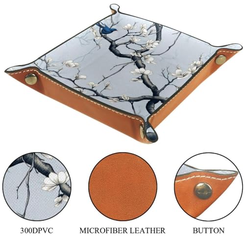 White Flower Birds Dice Tray PU Leather Dice Rolling Tray Folding Dice Holder for Dice Games, Like RPG, DND and Other Table Games - color: Multi 2