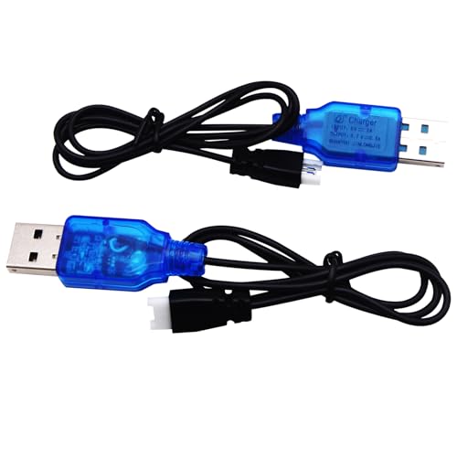 Blomiky 2 Pack 3.7V Lithium Battery USB Charge Cable with MX2.0 Plug Suitable for Some RC Airplane Shark Boat Helicopter Drone Battery / T12 USB