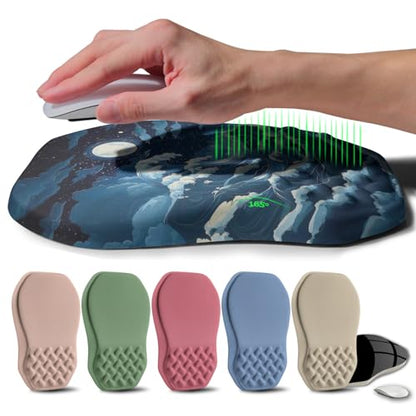 Ergonomic Raised Mouse Pad Wrist Support with Bilateral Slope Memory Foam Mousepad for Wrist Rest and Carpal Tunnel Pain Relief 11.8x7.9〃Indigo Fury Wave - color: Indigo Fury Wave