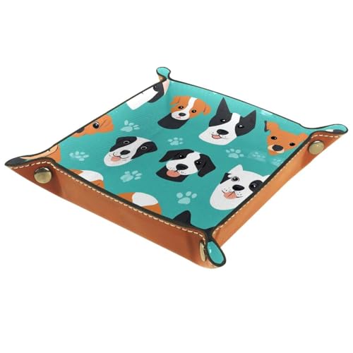 Dice Trays Dogs Holder Storage Box for Dice Games Like RPG DND, Leather Dice Holder Portable Folding Rolling Dice Tray, 16x16cm - color: Multi 3