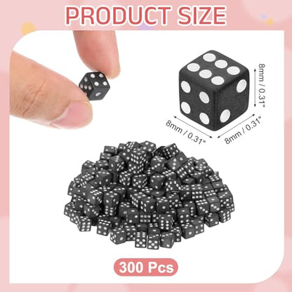 uxcell 300Pcs Mini Dice, 8mm/0.31" Acrylic Tiny Six Side Game Dot Square Dice Bulk for Table Board Game Party Activities, Black/White - color: Black/White, size: 8mm/0.31"