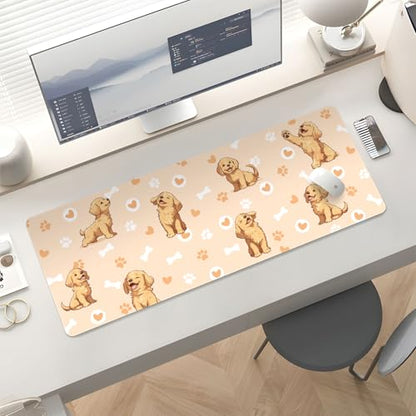 Mousepad Desk Mat Gaming Large Keyboard Cute Office Desktop Computer Laptop Dog XXL Long Giant Big Kawaii Aesthetic Girly Pretty Design Women Girl Gamer Oversized Wide 30x12'' Mousepad - color: Dog