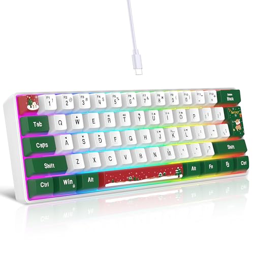 Snpurdiri 60% Wired Gaming Keyboard, RGB Backlit Small Ultra-Compact 61 Keys 60 Percent Gaming Keyboard for PC/Mac Gamer, Typist, Travel, Easy to Carry on Business Trip(Red Green White) - color: Red Green White