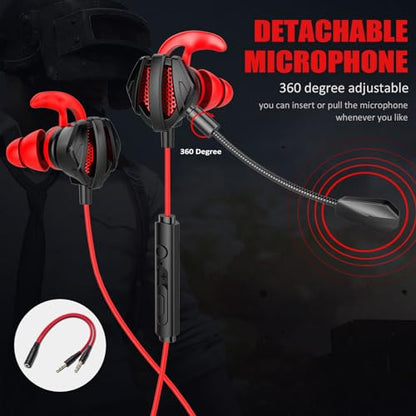 Gaming Headset with Microphone Wired Gaming Earbuds PC for PS4 PS5 One PlayStation 5 Games Mobile Phone,Detachable Stereo Bass Earphones Noise Cancelling Gaming Headphones with Mic Black - style: Style -01