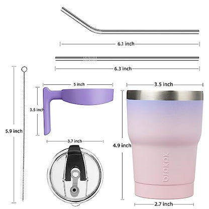 BJPKPK 10 oz Mini Tumbler with Lid, Straw & Handle, Insulated Steel Cup | Small, Spill Proof, Leak Proof, Thermal, Double Wall Vacuum, Sweatproof, Dishwasher Safe, BPA Free, Pastel Sunset - color: A-Pastel Sunset, size: 10 Ounces