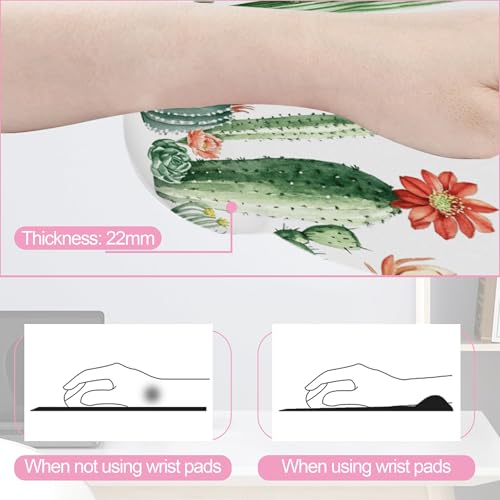 Cactus Succulent Greenery Flower Keyboard Wrist Rest Pad and Mouse Pad Wrist Support Set,3-in-1 Ergonomic Mouse Pad with Non-Slip Rubber Base for Home Office Game Computers Desk, - color: Cactus Succulent Greenery Flower