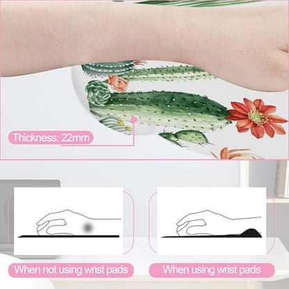 Cactus Succulent Greenery Flower Keyboard Wrist Rest Pad and Mouse Pad Wrist Support Set,3-in-1 Ergonomic Mouse Pad with Non-Slip Rubber Base for Home Office Game Computers Desk, - color: Cactus Succulent Greenery Flower