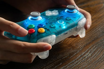 8Bitdo Ultimate 2 Wireless Controller for PC,Apple/Steam/Android,Clear Blue | TMR Joysticks, Hall/Tactile Triggers, 8Speed 2.4G, 1000Hz Polling Rate, Motion Control, RGB Fire Ring, Charging Dock - color: Clear Blue