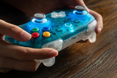 8Bitdo Ultimate 2 Wireless Controller for PC,Apple/Steam/Android,Clear Blue | TMR Joysticks, Hall/Tactile Triggers, 8Speed 2.4G, 1000Hz Polling Rate, Motion Control, RGB Fire Ring, Charging Dock - color: Clear Blue