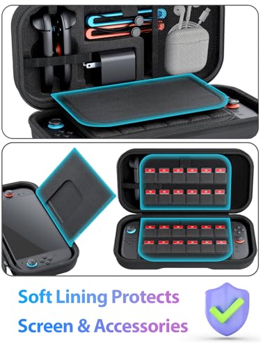 Haikun Upgrade Large Capacity Carrying Switch 2 Case 2025 for Nintendo Switch 2,Switch 2 Bag Travel Hard Case, , 24 Game Cartridges, Hard Shell Portable Travel Pouch, Black [nintendo_switch_2]