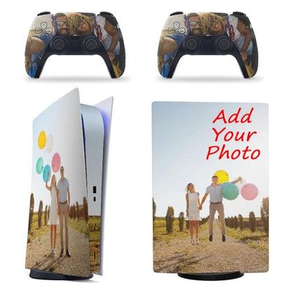 Custom Full Body Vinyl Skin for PS5 Digital Edition Personalized Stickers Decal Cover for PS5 Console and Controllers with Personalized Photo Picture for PlayStation 5 Digital Edition - size: Fits PS5 Digital Edition