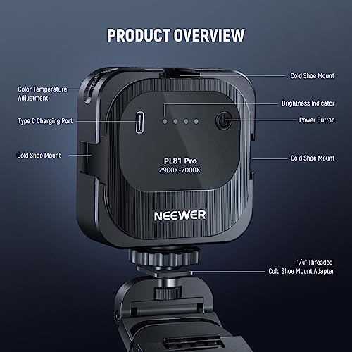 NEEWER LED Streaming Light with Windows & macOS Software Control, 2 in 1 Monitor Mount & Stand, Ultra Bright 2900K-7000K USB Laptop Computer Webcam Lighting for Video Conference, Zoom Call, PL81 PRO