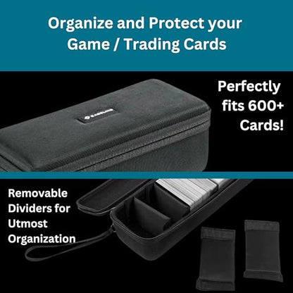 caseling Hard Card Case for 600+ Trading Cards, Collectible Game Holder | Premium EVA hard shell case holds over 600 trading cards with 5 adjustable dividers for custom organization - size: Small