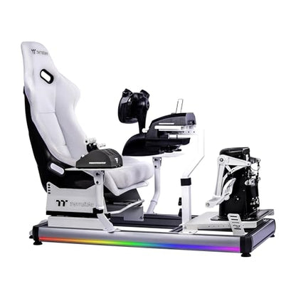 Thermaltake GF500 Flight Simulator Cockpit, Compatible with Thrustmaster-Logitech-Turtle Beach-Virtual Fly-VKB-Virpil-Winwing, Pedals and Controls not Included, PC & Console, Snow, GSC-F50-CPASWH-01
