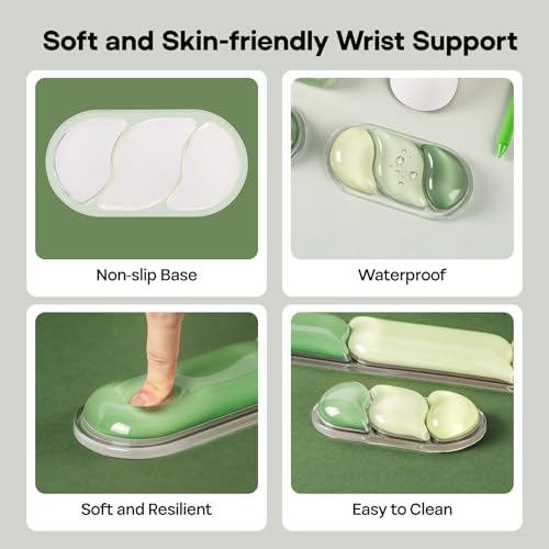 EPOMAKER CloudGel Wrist Rest for Keyboard and Mouse, 2 Pieces | Silicone Wrist Support, Anti-Slip Rubber Bottom, Ergonomic Design, Suitable for Office/Computer/Laptop/Gaming (Green) - color: Green