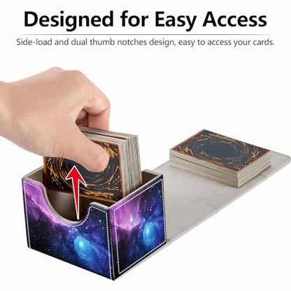 Strong Magnet Card Case Deck Box Mtg Card Box Playing Card Box Magic Deck Box Tcg Up to 200 Cards Creative Pattern Trading Card Storage Box for Collectible Card Games, Purplea Galaxy Sky With Stars - color: Purplea Galaxy Sky With Stars
