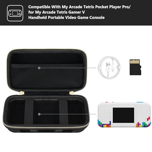 Supmay Hard Travel Case for My Arcade Tetris Pocket Player Pro, Strategic Puzzle Games, Retro Portable Game Console Protection Case with Mesh Pocket for Batteries and USB-C Cable, Black - color: Black Cube