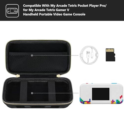 Supmay Hard Travel Case for My Arcade Tetris Pocket Player Pro, Strategic Puzzle Games, Retro Portable Game Console Protection Case with Mesh Pocket for Batteries and USB-C Cable, Black - color: Black Cube