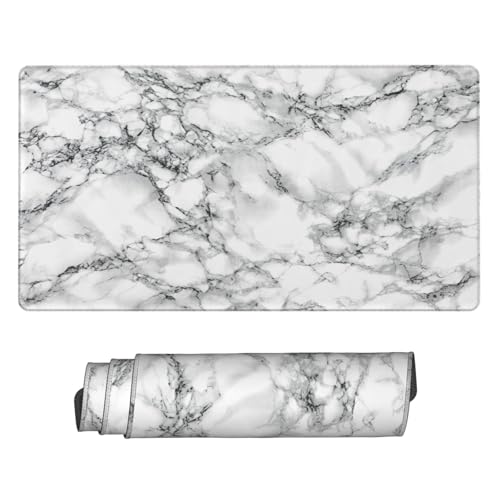 Black and White Marble Large Extended Mouse Pads XL Mousepad with Stitched Edges Non-Slip Rubber Base Computer Keyboard Pad Desk Mat for Home Office Desk Decor, 29.5" X 15.8" - color: Marble #03, size: 29.5L x 15.8W inches
