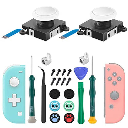 LONANDY Joycon Joystick Replacement for Nintendo Switch - Left/Right Analog Thumb Sticks for Switch Lite/OLED - Repair Kit With Thumbstick Caps & Drift Fix Tools - color: White 2 Pack