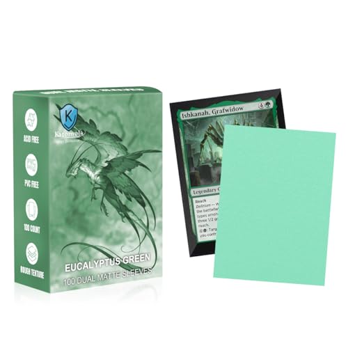Eucalyptus Green Dual Matte Card Sleeves, Katomula Card Sleeves for MTG, Standard Card Sleeve for MTG, PKM, Flesh & Blood - color: Eucalyptus Green