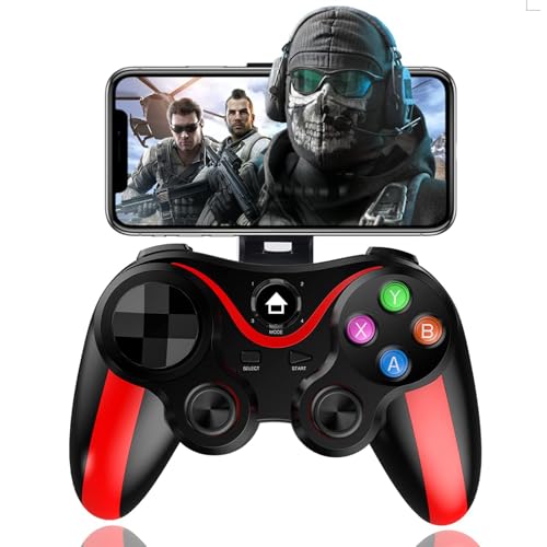 arVin Mobile Game Controller for iPhone & Android with Phone Holder, Bluetooth Gamepad Joystick for iPhone 15/14/13/12/11, iOS, iPad, Samsung Galaxy S23/S22/S21 Ultra, One Plus, Tablet, Call of Duty - color: Red