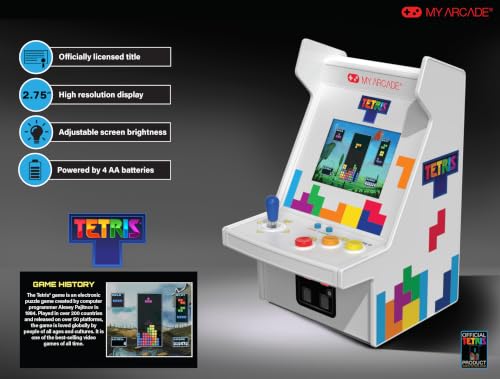 My Arcade Tetris Micro Player Pro: Mini Arcade, Handheld Video Game, 2.75" Screen, Tetris Game - style: Tetris