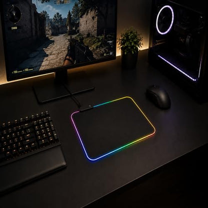 Small RGB Gaming Mouse pad, Lighting Gaming Pad | Small LED Pad with 13 Cool Lighting Modes, Waterproof Small Mouse Pads 11.8'*9.8' - size: 11.8L x 9.8W inches