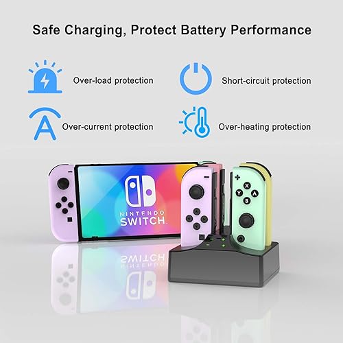 Joycon Charger for Nintendo Switch Joycon Controller, YCCSKY Charging Dock for 4 Switch Controllers, Charger Station with a USB Type-C Charging Cable