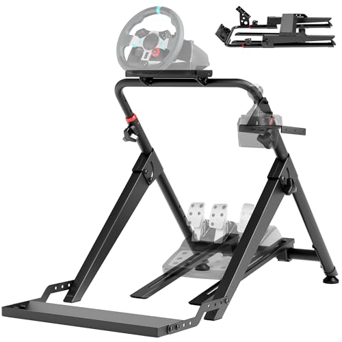 ARES WING Foldable Sim Racing Wheel Stand with Chair Fixing Slot | Formula & GT Racing Simulator Cockpit Compatible with Fanatec Thrustmaster Logitech Moza Racing Games for PS5 PS4 Xbox and PC - size: Stand with Chair Fixing