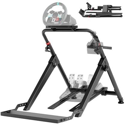 ARES WING Foldable Sim Racing Wheel Stand with Chair Fixing Slot | Formula & GT Racing Simulator Cockpit Compatible with Fanatec Thrustmaster Logitech Moza Racing Games for PS5 PS4 Xbox and PC - size: Stand with Chair Fixing