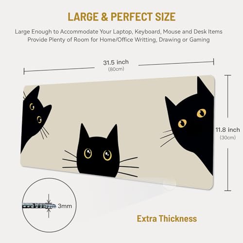 Mousepad Desk Mat Gaming Large Keyboard Cute Office Desktop Computer Laptop Cat XXL Long Giant Big Kawaii Aesthetic Girly Pretty Design Women Girl Gamer Oversized Wide 30x12'' Mousepad - color: Three Cat