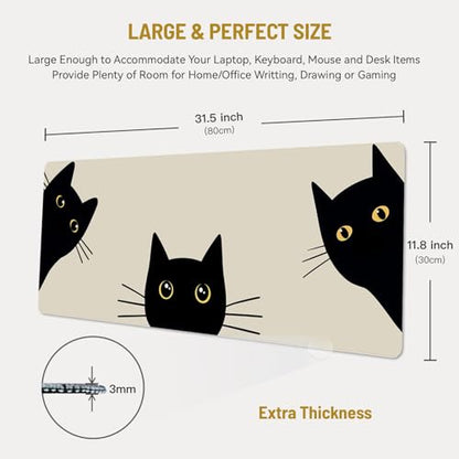 Mousepad Desk Mat Gaming Large Keyboard Cute Office Desktop Computer Laptop Cat XXL Long Giant Big Kawaii Aesthetic Girly Pretty Design Women Girl Gamer Oversized Wide 30x12'' Mousepad - color: Three Cat