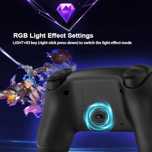 RGB Wireless Game Controller for PlayStation 5 Bluetooth Replacement Gamepad for PS-5/ Windows PC Rechargeable Double Vibration Motion Sensor Joystick Remote Joypad with 1500mAh Battery,Turbo (Black) - color: Black