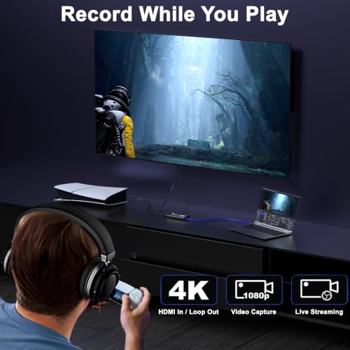 4K HDMI Capture Card, USB 3.0 Video Capture Card for Streaming | Wide Device Compatibility, OBS Compatible, 1080P 60FPS Recording Support