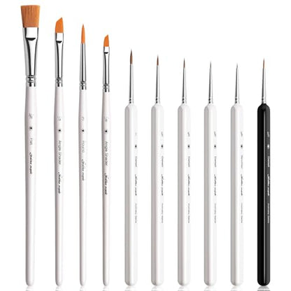 Golden Maple Model Brush Set, 4 Large Dry Brushes 6 Masterclass Kolinsky Sable Miniature Paint Brushes, Fine Detail Paint Brush Set - for Miniature Painting, Drybrushing, Layering & Insane Detail