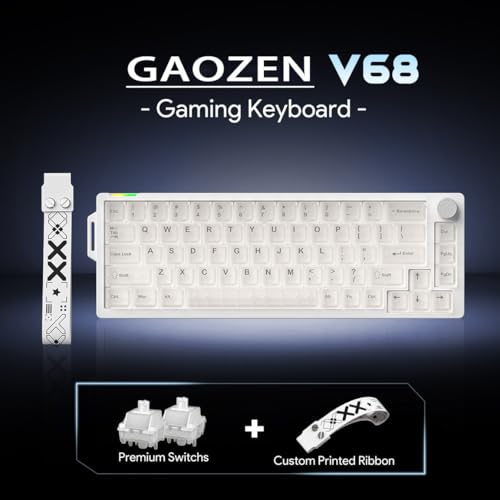 x FURYCUBE 68% Mechanical Gaming Keyboard with RGB Backlit, Wired Keyboard Volume Knob Gasket Mount with PBT Keycaps,Pre-lubed Linear Switches, Hot-Swap Creamy Keyboard, for FPS Games - color: Cream White