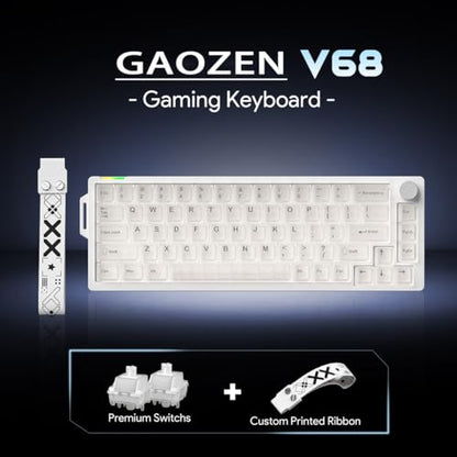 x FURYCUBE 68% Mechanical Gaming Keyboard with RGB Backlit, Wired Keyboard Volume Knob Gasket Mount with PBT Keycaps,Pre-lubed Linear Switches, Hot-Swap Creamy Keyboard, for FPS Games - color: Cream White