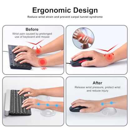MOKURU Gel Keyboard and Mouse Wrist Rest Set, Comfort Ergonomic Wrist Support, for Wrist Pain Relief, Computer Keyboard Wrist Rest (Transparent) - color: Transparent