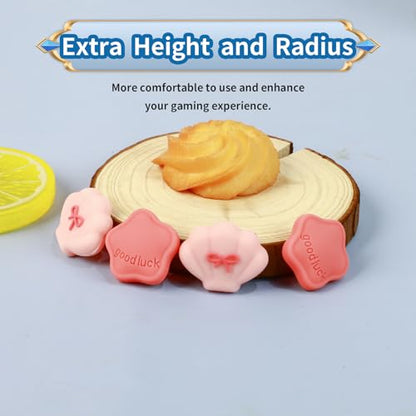 PERFECTSIGHT Cute Switch 2 Joycon Thumb Grips Caps, 4 PCS Switch2 Kawaii 3D Silicone Analog Thumbstick Button Cover for NS Switch 2 Joystick Caps, Pink Shell+Star - color: Pink Shell+Star
