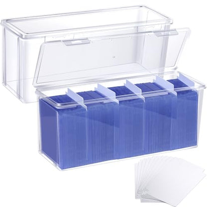 2 Pack Toploader Storage Box with Dividers, Trading Card Storage Box Top Loaders Holder and Sports Card Storage Large for 180 Toploaders 750 Cards (2)