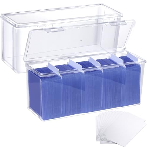 2 Pack Toploader Storage Box with Dividers, Trading Card Storage Box Top Loaders Holder and Sports Card Storage Large for 180 Toploaders 750 Cards (2)